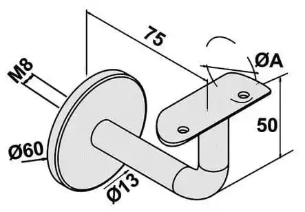 Support mural inox 304L fixe fixation 3 vis